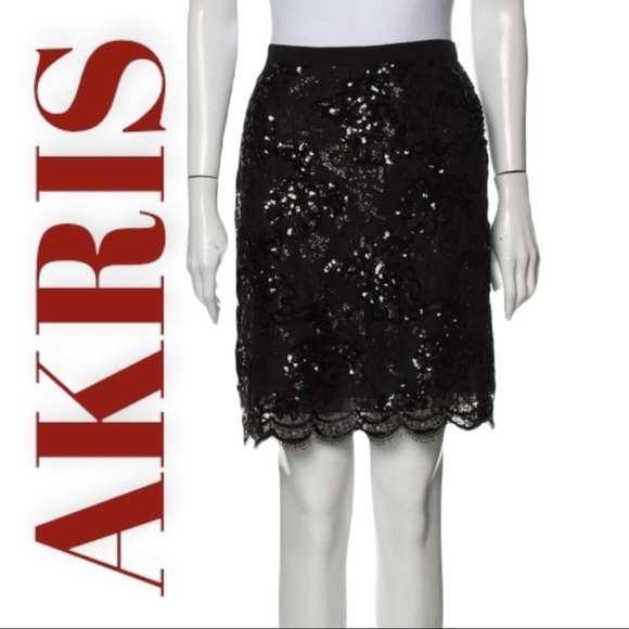 AKRIS ELEGANT BEADED BLACK PENCIL SKIRT QUIET LUXURY OLD MONEY, Size 8 - Picture 1 of 13
